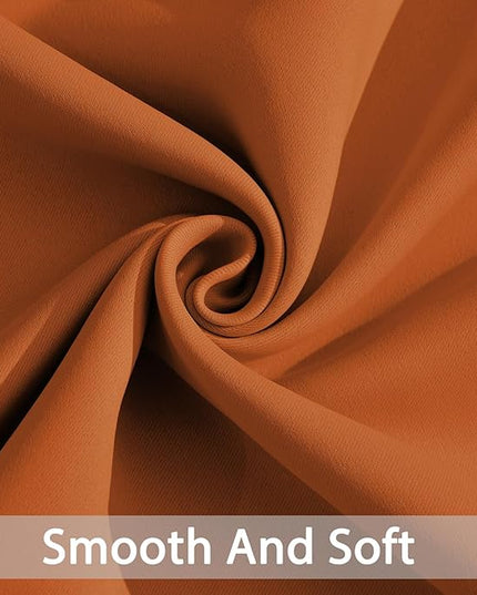 Yakamok Soft and Smooth Orange Blackout Curtains for Bedroom - Grommet Thermal Insulated Room Darkening Curtains for Living Room, Set of 2 Panels (52 x 72Inch, Burnt Orange)