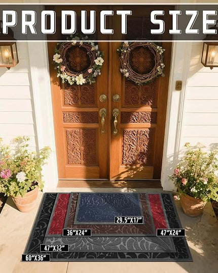 Yimobra Door Mat Outside Entrance 29.5x17, Waterproof Sturdy Outdoor Mats for Front Door, Heavy Duty Non-Slip Doormat for Garage Patio Entryway Indoor, Easy Clean, Grey