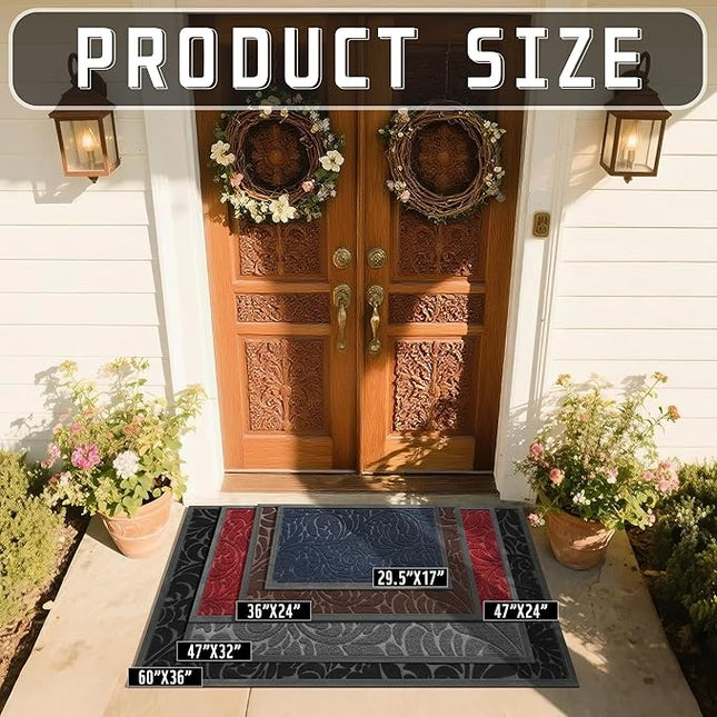 Yimobra Door Mat Outside Entrance 29.5x17, Waterproof Sturdy Outdoor Mats for Front Door, Heavy Duty Non-Slip Doormat for Garage Patio Entryway Indoor, Easy Clean, Coffee