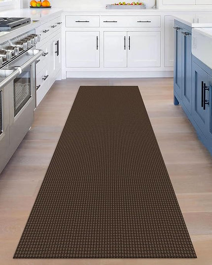 KOZYFLY Runners for Hallways 3x8 ft Washable Kitchen Runner Non Slip Rubber Backed Hall Runners Cotton Entryway Runner Rugs Floor Carpet for Indoor Backdoor Bedroom Kitchen, Reddish Brown/Coffee