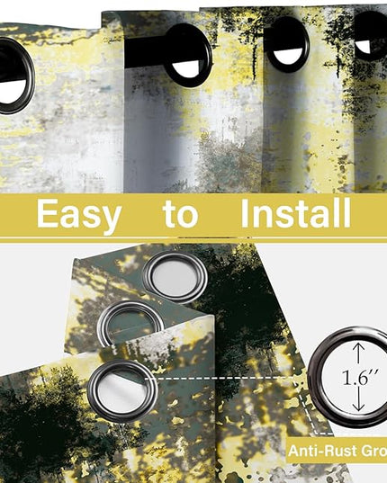 Asuexpect Abstract Curtains 2 Panels Abstract Rust Curtain Room Darkening Grommet Window Treatments Modern Decorative for Bedroom Living Room, 52x63 Inches, Black Yellow