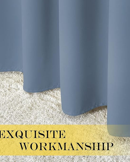 NICETOWN Privacy Room Divider Curtain Thermal Blackout Curtain for Patio Door, Living Room, Bedroom Partition and Shared Office Space, 1 Grommet Panel, Stone Blue, 100 inch x 108 inch Long