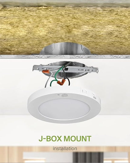 ASD LED 7" Round Flush Mount Ceiling Light Fixture, Low Profile Surface Lighting | 5CCT, Motion Sensored, Ultra-Thin, ETL Listed | 15W 900LM 2700-6000K 120V | Kitchen, Bedroom, Hallway Lamp | White