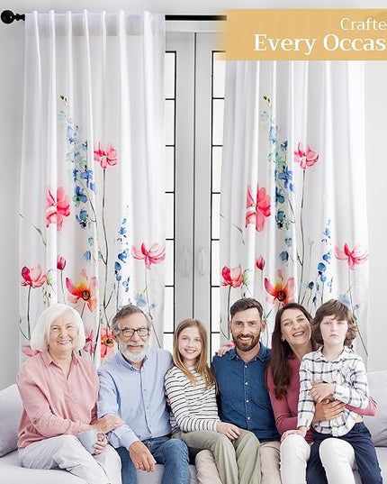 Maison d' Hermine Curtains for Living Room 100% Cotton 84 inch Length One Panel Light Filtering Curtains for Bedroom Windows with Rod and Loop Pockets Drapes (Delphinium White, 50" W x 84" L)