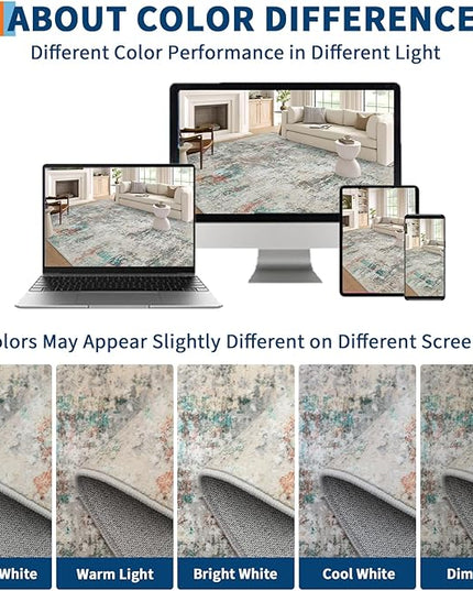 Modern Abstract Area Rug 5x7 Non Slip Non Shedding Rug Low Pile Stain Resistant for Bedroom Living Room,Colorful