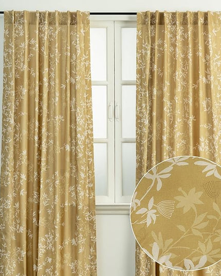 Maison d' Hermine Curtains for Living Room 100% Cotton 124 inch Length Two Panels Light Filtering Curtains for Bedroom Windows with Rod and Loop Pockets Drapes (Louxor Dark Beige, 50" W x 124" L)