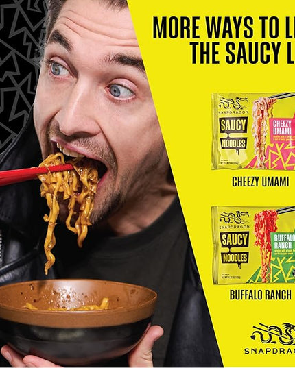 Snapdragon Saucy Instant Noodles with Korean BBQ Slurpable Sauce - Quick Meal, Snack, and Lunch. 12-Pack Microwave Noodles for Cup, Bowl, Ramen or Asian Stir Fry