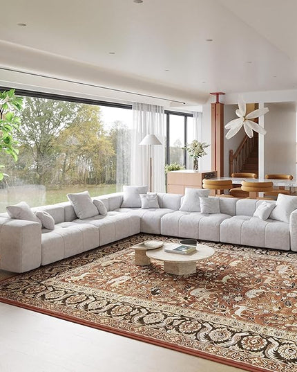 JACH V-Shaped Modular Sectional Sofas for Living Room, Modern Cloud Couch, Mid Century Modern Modular Sofa, Cozy Sleeper Sofa for Living Room (Linen Fabric, White)