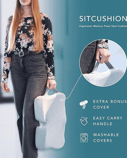 X Large Seat Cushions for Office Chairs, Car & Truck. Gaming Chair Seat Cushion and Sciatica Pain Relief Pillow for Back Pain. Orthopedic Coccyx Cushion for Tailbone Pain Relief (Original Black)