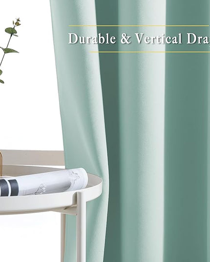 NICETOWN Aqua Blue Blackout Curtains 63 inches Long for Bedroom, Grommet Solid Thermal Drapes Light Blocking Window Treatments Sound Reducing for Living Room, W46 x L63, 2 Panels