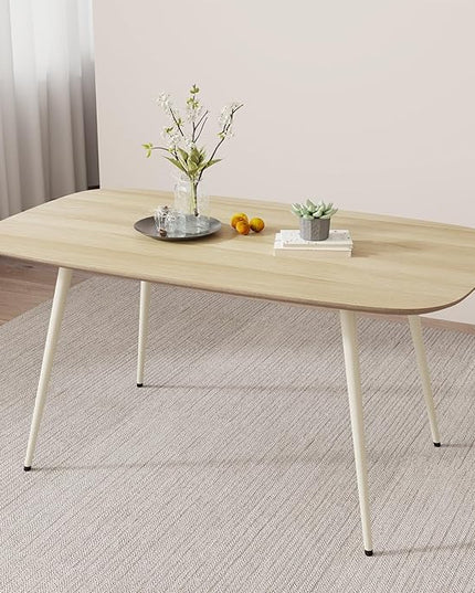 47.2'' Modern Farmhouse Dining Table, Wooden Rectangular Dining Table with Metal Legs for 4 People for Dining Room, Kitchen, Living Room (Cat Scratch Table, 47.2")