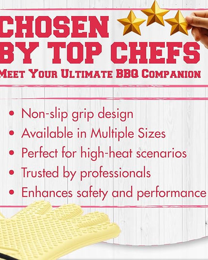 KITCHEN PERFECTION Silicone Smoker Oven Gloves For Women -Extreme Heat Resistant BBQ Gloves -Handle Hot Food Right on Your Smoker Grill Fryer|Waterproof Oven Mitts Grill Gloves |Superior Set+3 Bonuses