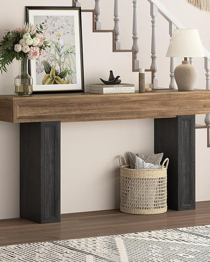 Rresyet 63 Inch Long Console Table, Sofa Table Behind Sofa, Wooden Entryway Table, Farmhouse Entryway Table for Entry, Hallway, Living Room (Wood)