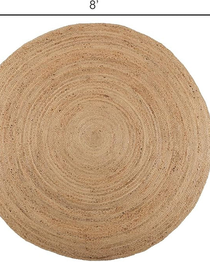 REDEARTH · Round Area Rug - Hand Woven Braided 100% Natural Jute - Artisan Made Reversible Boho Jute Rugs for Bedroom - Kitchen - Living Room - Farmhouse - Aesthetic Home Decor (8' Feet - Natural)