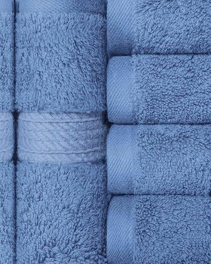 Superior Egyptian Cotton Pile Face Towel/Washcloth Set of 6, Ultra Soft Luxury Towels, Thick Plush Essentials, Absorbent Heavyweight, Guest Bath, Hotel, Spa, Home Bathroom, Shower Basics, Denim Blue