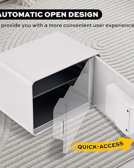 Biometric Safe for Home, 0.6 Cube Feet Auto-Open Fingerprint Safe with Touch Screen, Alarm System & Removable Shelf, Small Money Box for Cash, Jewelry, Documents, Home Office Use,White