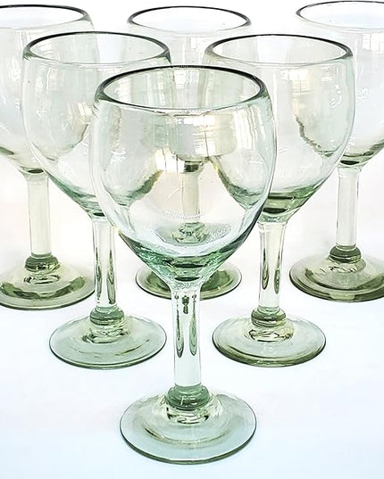 Clear 13 oz Wine Glasses (set of 6), Recycled Glass, Lead-free, Toxin-Free (13 oz Wine)