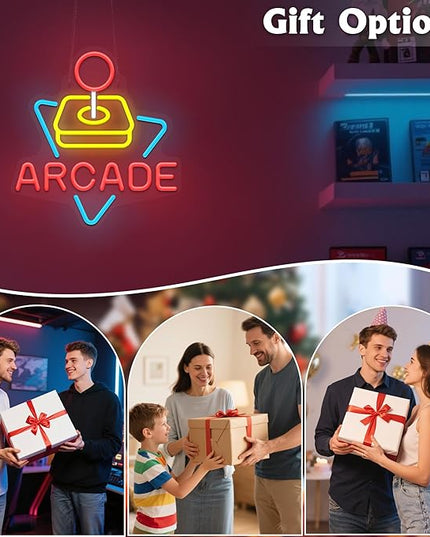 Arcade Neon Signs for Wall Decor, Gaming Gamer Neon Lights for Bedroom, Neon Business Signs Suitable for Man Cave Bar Pub Restaurant Christmas Gift Art - 5V USB Power with Hanging Chain Hooks