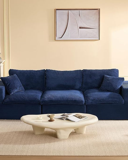 106.3” Sectional Couches for Living Room, Cloud Couch, Modular Sectional Sofa, Convertible Sofas Bed, Deep Seat Sofa, Corduroy, Blue