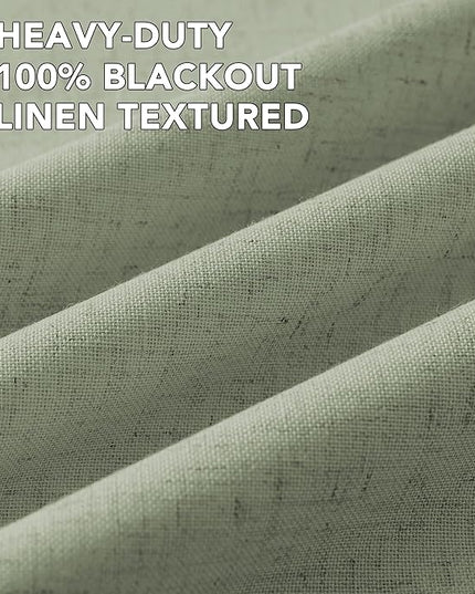 H.VERSAILTEX Linen Curtains 100% Blackout Curtains for Bedroom 84 inch Long Full Light Blocking Nature Linen Blended Window Curtains for Living Room Nickel Grommet (2 Panels, Heathered Tea)