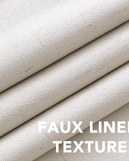 H.VERSAILTEX 100% Blackout Curtains Linen Textured Blackout Curtains for Bedroom Full Light Blocking Thermal Insulated Curtain Panels 84 Inches Long Energy Saving with White Liner, 2 Panels, Ivory