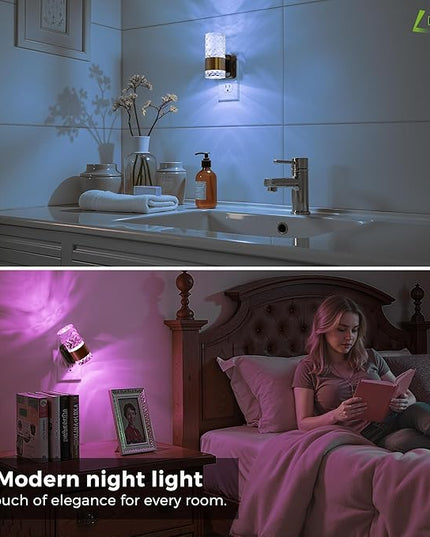 L LOHAS LED Night Light, Night Lights Plug into Wall, 10-Color RGB Change Nightlights,10/50/100LM Adjustable Automatic Nightlights Plug in with Dusk to Dawn Sensor for Room Bathroom Hallway