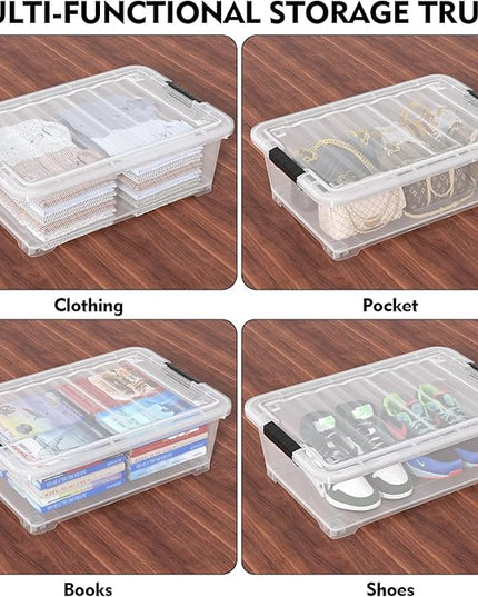 20 Quart Under Bed Shoe Storage Container Bin with Wheels for Underbed, Home or Office Organization, Set of 4