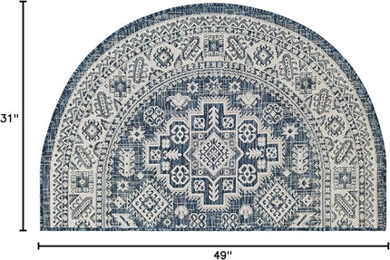 Rugs.com Outdoor Aztec Collection Rug – 2x4 Hearth Blue Flatweave-Pile Rug Perfect for Living Rooms, Large Dining Rooms, Open Floorplans