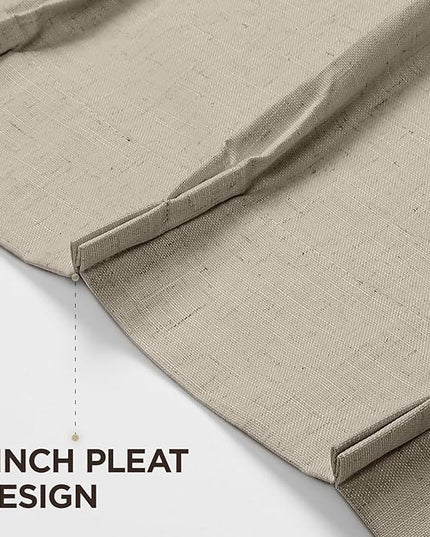 Joydeco Pinch Pleated Linen Curtains for Living Room, 100% Blackout Darkening Curtains 72 inches Length 2 Panel Thermal Insulated Pinch Pleat Drapes(Cobblestone,40'' Wx72'' L)