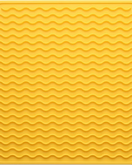 Silicone Dish Drying Mat for Multiple Usage,Easy clean,Eco-friendly,Heat-resistant Silicone Mat for Kitchen Counter or Sink,Refrigerator or Drawer liner Yellow M 12 inches x 12 inches