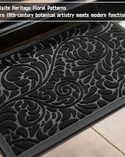 Yimobra Door Mat Outside Entrance 29.5x17, Waterproof Sturdy Outdoor Mats for Front Door, Heavy Duty Non-Slip Doormat for Garage Patio Entryway Indoor, Easy Clean, Black