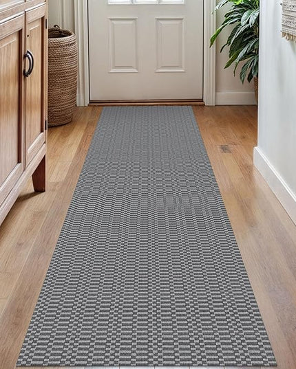 KOZYFLY Washable Runner Rug 2x7 ft Hallway Runner Kitchen Runner Rugs with Rubber Backing Bobo Non Slip Entryway Runner Indoor, Carpet Runners for Hall Entrance Bedroom, Grey/Charcoal Grey