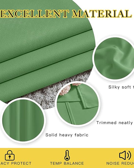 NICETOWN Blackout Curtains and Drapes for Kitchen - Extra Long Room Darkening Thermal Insulated Solid Window Blackout Draperies (Forest Green, 1 Pair, 52 x 95-Inch)