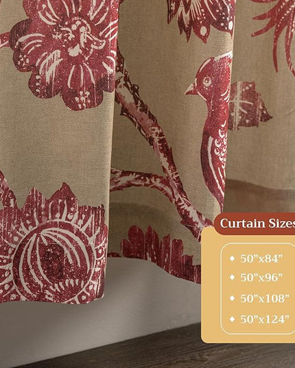 Maison d' Hermine Curtains for Living Room 100% Cotton 96 inch Length Two Panels Light Filtering Curtains for Bedroom Windows with Rod and Loop Pockets Drapes (Bowral, 50" W x 96" L)