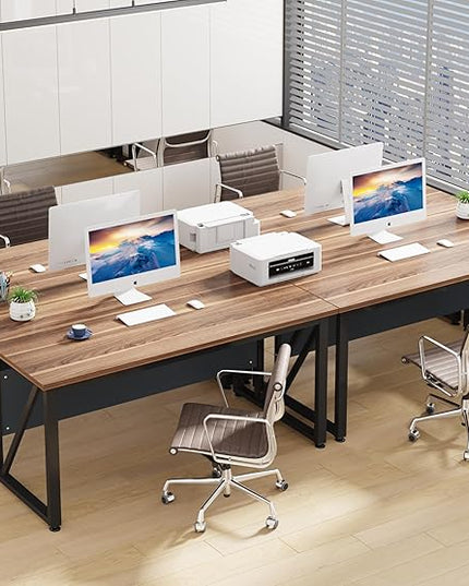 Tribesigns 63 inches Computer Desk, Modern Home Office Desk Writing Table for Workstation, Dark Walnut + Steel Leg, Cabinet not Included (Walnut, 63-inch)