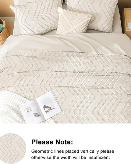 Litanika Full Size Comforter Set with Sheets Beige - 7 Pieces Bed in a Bag Full Boho Tufted Complete Bedding Sets with Comforter, Sheets, Pillowcases & Shams