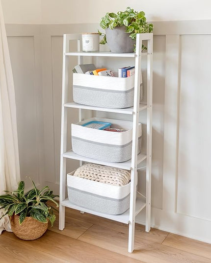 NaturalCozy Storage Baskets 16.8”x13”x7.6” Cotton Rope Woven Baskets for Organizing 3-Pack | Toy Storage Bins | Basket for Shelves, Laundry, Blanket, Clothes, Closet, Kitchen, Bathroom, Gifts