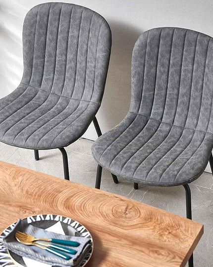NORDICANA 5-Piece Dining Table Set, Modern Rectangular Dining Table and Chairs Set for Kitchen, Dining Room, Dinette, Breakfast Nook w/ 4 Chairs - Faux Leather Gray
