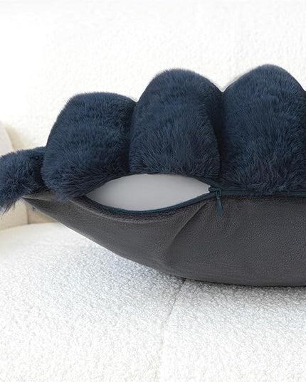 Touchat Pack of 2 Faux Fur Pillow Covers, 18x18 Inch Decorative Throw Pillow Covers with Hidden Zipper, Ultra Soft Couch Cushion Pillows Covers for Sofa/Bedroom Wide Stripe, Navy