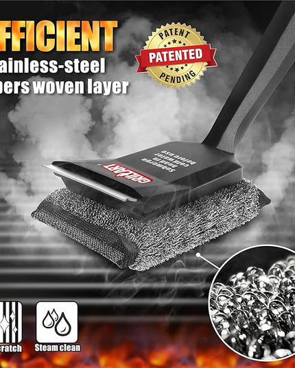 GRILLART Grill Brush Bristle Free, SteamWizards [Ultra Safe & Efficient] Grill Cleaner Brush with 1 Replacement Head, for Cast Iron and Stainless Steel Grates, BBQ Grill Brush for Outdoor Grill
