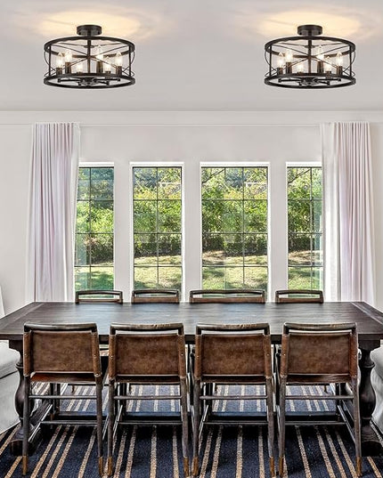 TOULMJ 6-Light Black Semi Flush Mount Ceiling Light, 16.53'' Modern Entryway Light Fixtures, Farmhouse Light Fixtures Ceiling Lamp for Kitchen Island Laundry Hallway Dining Room