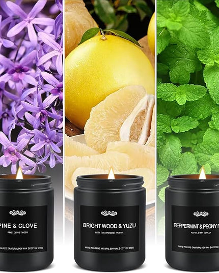 6 Pack Candles for Home Scented, Aromatherapy Candles Gifts Set for Men Candles Set, 42 oz 300 Hour Long Lasting Candles, Gifts for Mens Birthday Christmas Thanksgiving Anniversary Present