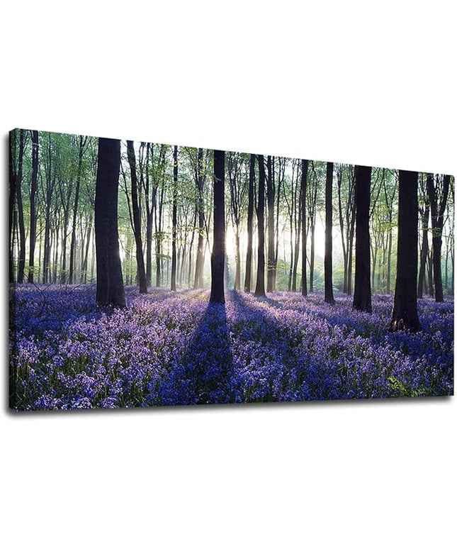 Forests Canvas Wall Art Woods Sunset Purple Lavender Large Green Trees Scenery Nature Picture Prints Modern Canvas Artwork Contemporary Wall Art for Bedroom Living Room Home Office Wall Decor 20" x 40"