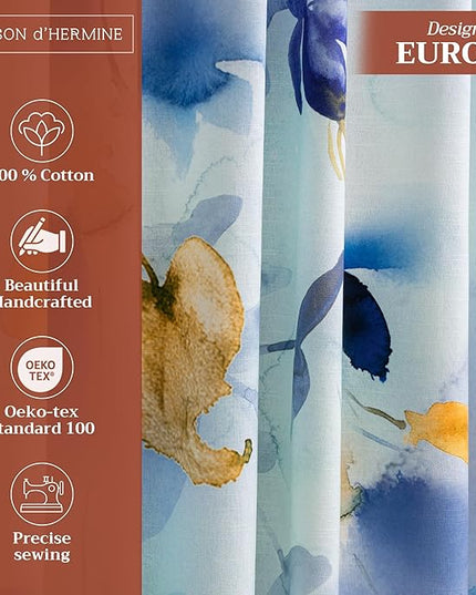Maison d'Hermine Curtains for Living Room 100% Cotton 84 inch Length Two Panel Light Filtering Curtains for Bedroom Windows with Rod and Loop Pockets Drapes (Lazy Summer Days, 50" W x 84" L)