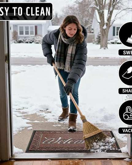 Yimobra Welcome Mat, Heavy Duty Sturdy Door Mats for Home Entrance Outdoor Indoor, Front Doormat for Outside Patio Floor Entry Porch Garage Office, Waterproof, Low Profile, 47X32 Inches, Maroon