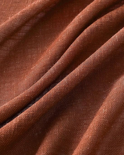MIULEE Burnt Orange Kitchen Curtains 30 Inch Length 2 Panels, Soft Thick Linen Textured Semi Sheer Light Filtering Short Cafe Tier Curtains for Small Half Window Back Tab Rod Pocket Fall Boho Decor