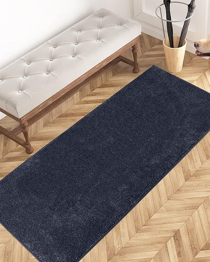 PURRUGS Dirt Trapping Door Mat 24" x 59", Non-Slip Machine Washable Entry Rug, Shoe Scraper, Dog Doormat, Super Absorbent Welcome Mat for Front & Back Door, Muddy Shoes & Paws, Navy Blue