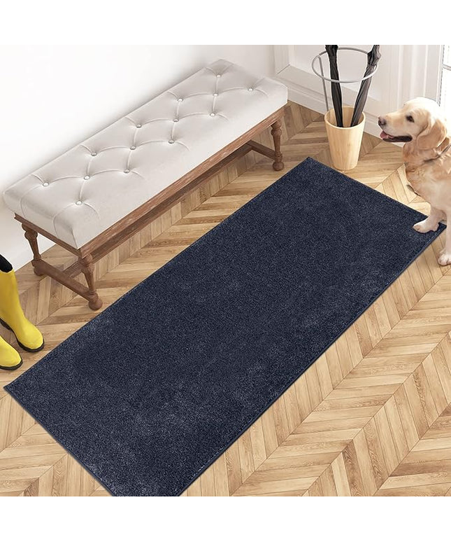 PURRUGS Dirt Trapping Door Mat 24" x 59", Non-Slip Machine Washable Entry Rug, Shoe Scraper, Dog Doormat, Super Absorbent Welcome Mat for Front & Back Door, Muddy Shoes & Paws, Navy Blue