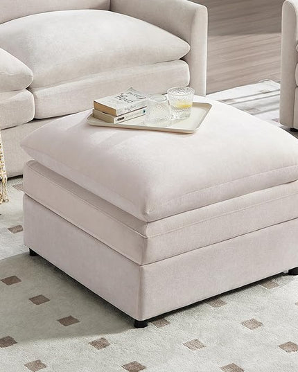 Tbfit Single Sofa Ottoman, Modern Comfy Cloud Sofa, Spring Seat Cushions, Chenille, Beige