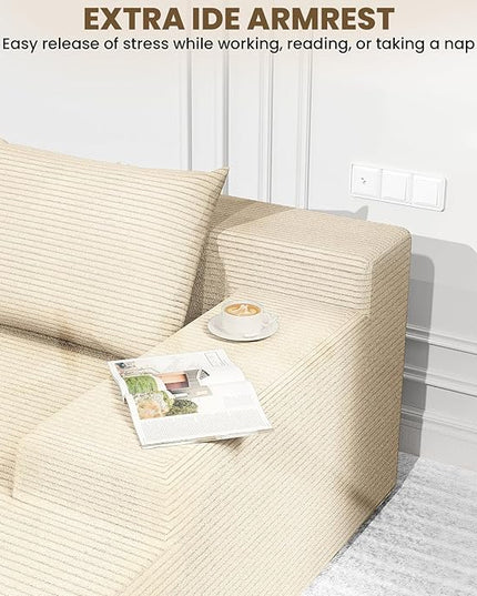 LEVELEVE 107" Cloud Sectional Couch with Deep Seat，Modern Modular Sofa with L-Shape Chaise，No Assembly Required, Upholstered Couches for Living Room Bedroom(Beige,Right Facing Chaise)